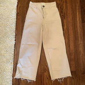Cream wide leg pants